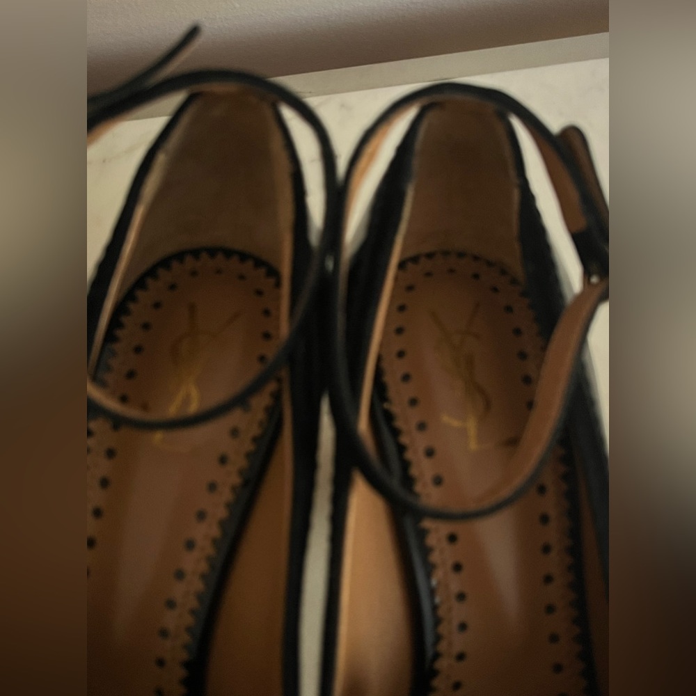 Women’s YVES SAINT LAURENT WEDGE BLACK PATENT Mules - Picture 8 of 15